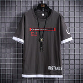 Men's Letter-Print T-Shirt – Cotton Short-Sleeve