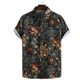 Men's Printed Shirt – Ethnic-Style Short-Sleeve Button-Up