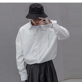 Men's Long-Sleeve Shirt – Loose Casual Cotton Button-Up