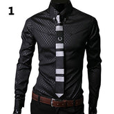 Men's Business Shirt – Plaid Long-Sleeve Button-Up