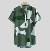 Men's Hawaiian Shirt – Casual Stand-Collar Short-Sleeve