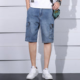 Men's Denim Cargo Shorts – Multi-Pocket Tooling