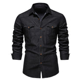 Men's Denim Shirt – Slim Casual Long-Sleeve Button-Up