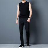 Men's Casual Pants Straight Slim Fit Elastic Waist Jogger Korean Classic Blue Black Gray Male Brand Trousers Plus Size