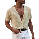 Men's Knitted Polo Shirt – Short-Sleeve V-Neck