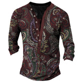 Men's Henley Long-Sleeve Tee – Retro Print