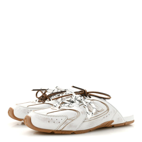 X NEW BALANCE Bleached Calfskin 530 SL Slip-On Sneakers Mules 39.5 White