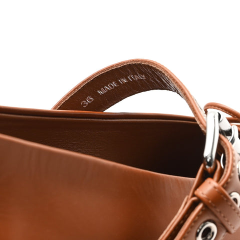 Calfskin Mary Jane Ballerina Flats 36 Cognac