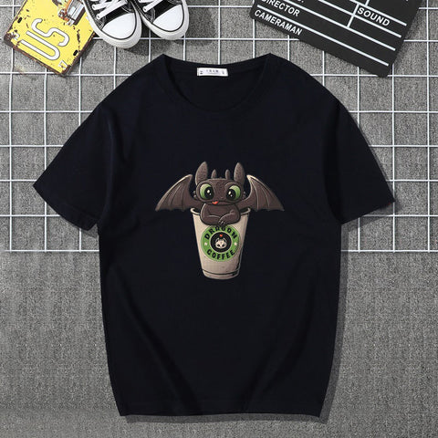 Men's Japanese-Style Loose Print Tee – Round Neck