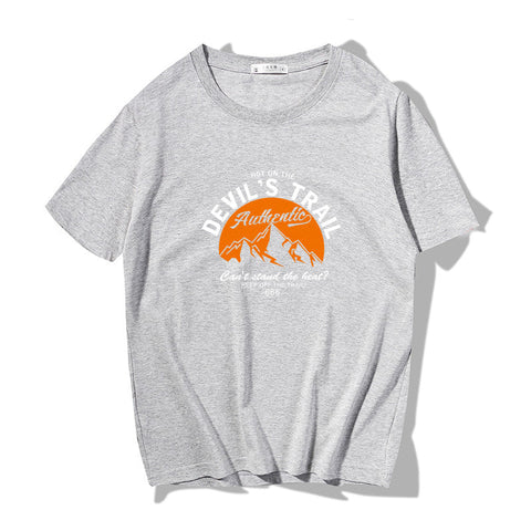 Men's Japanese-Style Loose Print Tee – Round Neck