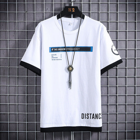 Men's Letter-Print T-Shirt – Cotton Short-Sleeve