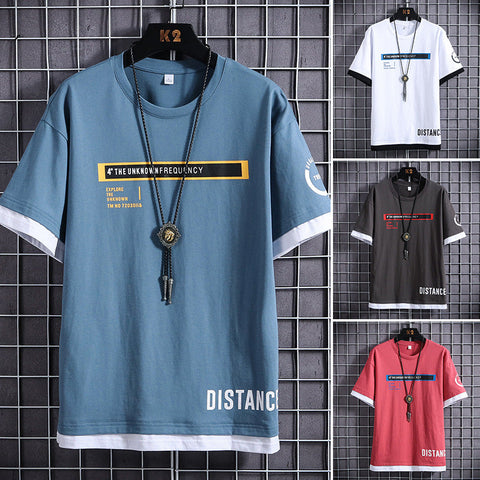 Men's Letter-Print T-Shirt – Cotton Short-Sleeve