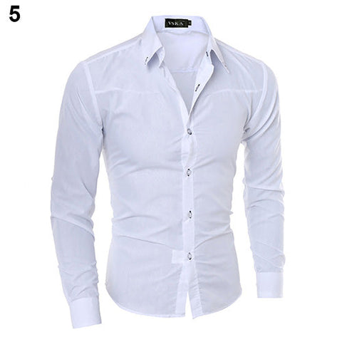 Men's Business Shirt – Plaid Long-Sleeve Button-Up