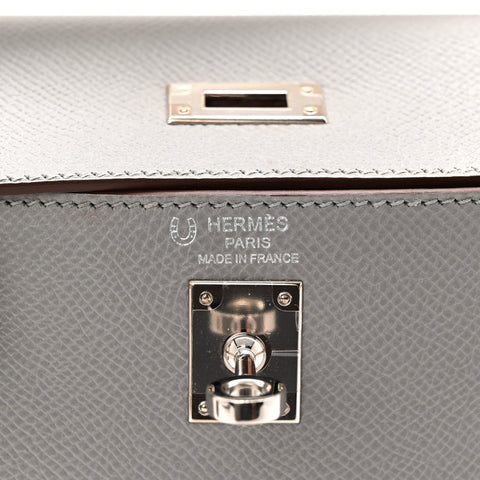 Epsom Bi-Color Horseshoe Kelly Sellier 25 Gris Mouette Craie