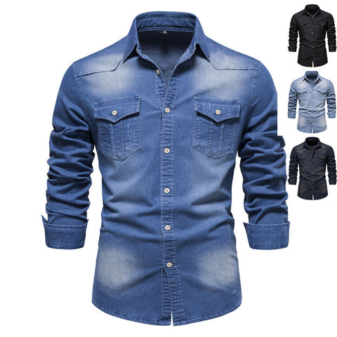 Men's Denim Shirt – Slim Casual Long-Sleeve Button-Up