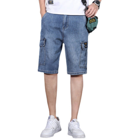 Men's Denim Cargo Shorts – Multi-Pocket Tooling