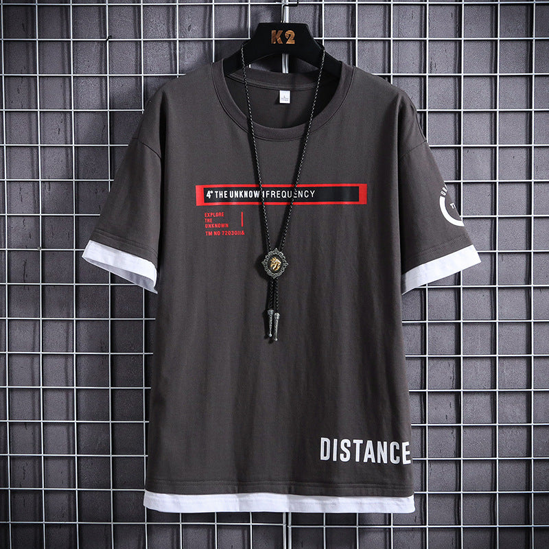 Men's Letter-Print T-Shirt – Cotton Short-Sleeve