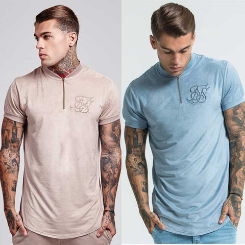 Men's Irregular-Cut Zip Tee – Street Style