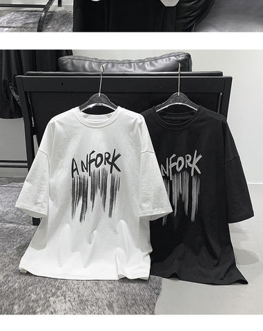 Men's Letter-Print T-Shirt – Summer Short-Sleeve