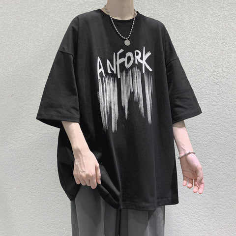 Men's Letter-Print T-Shirt – Summer Short-Sleeve