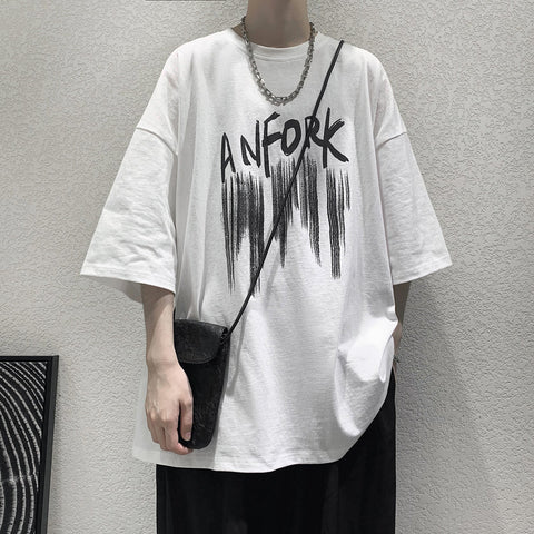 Men's Letter-Print T-Shirt – Summer Short-Sleeve