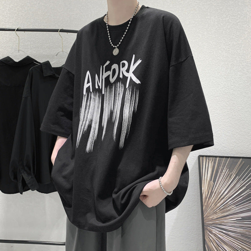 Men's Letter-Print T-Shirt – Summer Short-Sleeve