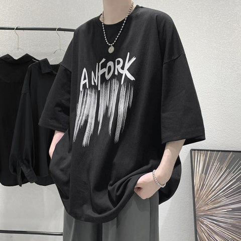 Men's Letter-Print T-Shirt – Summer Short-Sleeve
