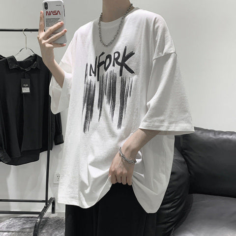 Men's Letter-Print T-Shirt – Summer Short-Sleeve