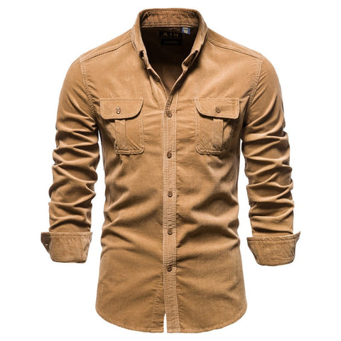 Men's Long-Sleeve Shirt – Casual College Button-Up