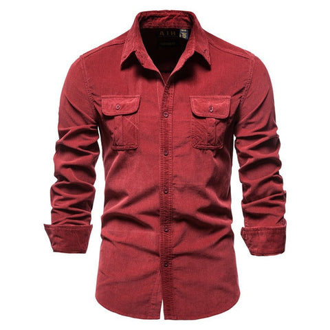 Men's Long-Sleeve Shirt – Casual College Button-Up