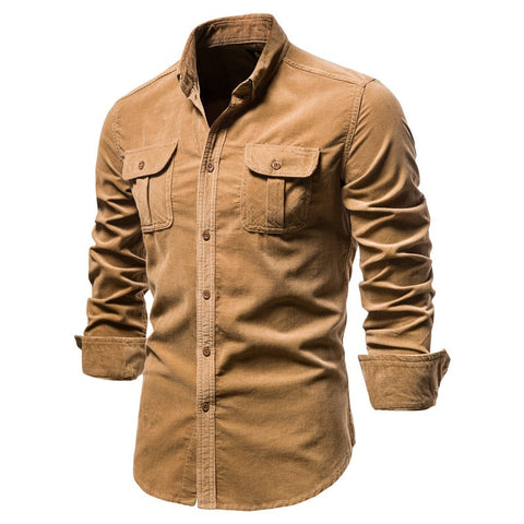 Men's Long-Sleeve Shirt – Casual College Button-Up