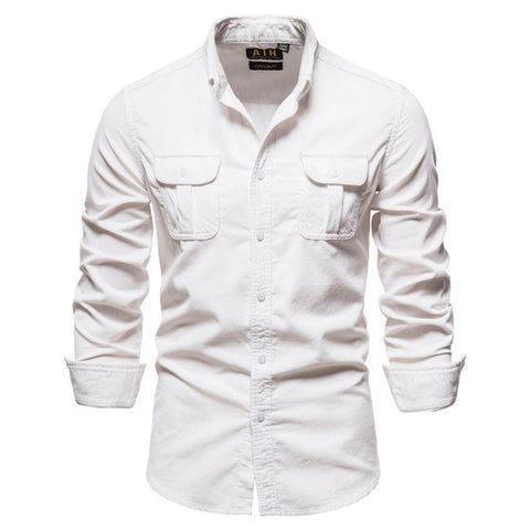 Men's Long-Sleeve Shirt – Casual College Button-Up