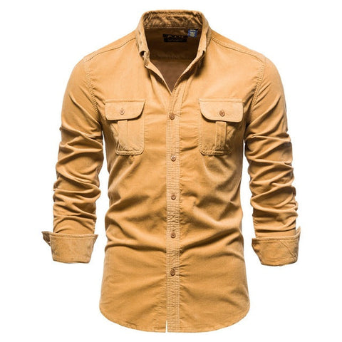 Men's Long-Sleeve Shirt – Casual College Button-Up