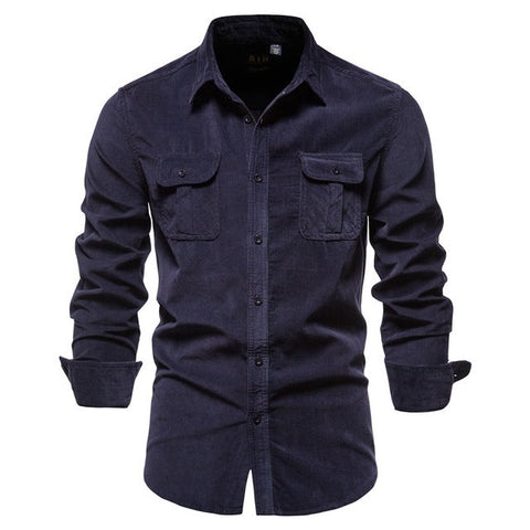 Men's Long-Sleeve Shirt – Casual College Button-Up