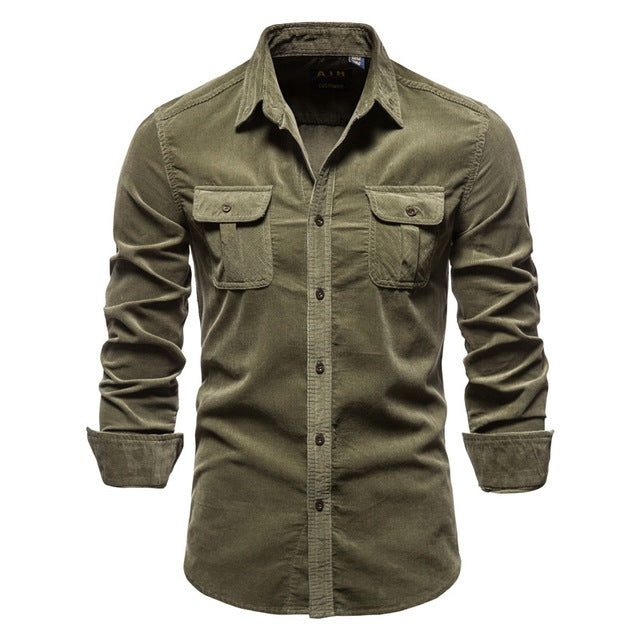 Men's Long-Sleeve Shirt – Casual College Button-Up