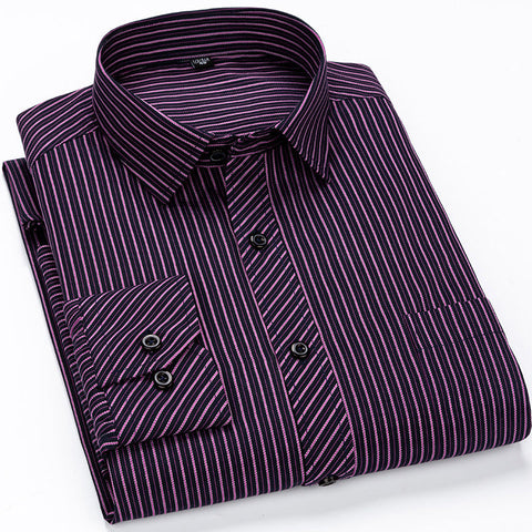 Men's Pinstripe Shirt – Comfortable Long-Sleeve Button-Up