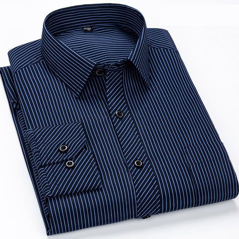 Men's Pinstripe Shirt – Comfortable Long-Sleeve Button-Up