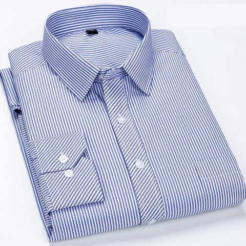 Men's Pinstripe Shirt – Comfortable Long-Sleeve Button-Up