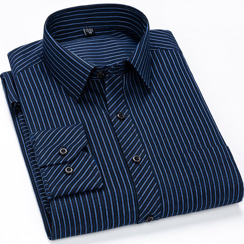 Men's Pinstripe Shirt – Comfortable Long-Sleeve Button-Up