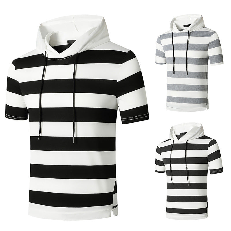 Men's Hooded Sports Tee – Gym Short-Sleeve
