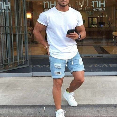 Men's Denim Shorts – Ripped Loose Fit