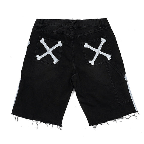 Men's Denim Shorts – Raw-Edge Bone Print