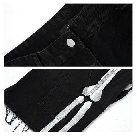 Men's Denim Shorts – Raw-Edge Bone Print