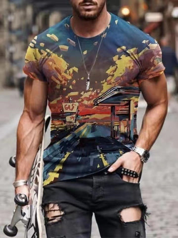 Men's Printed T-Shirt – Short-Sleeve Sports Tee