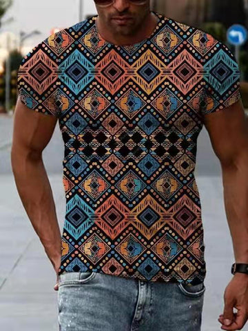 Men's Printed T-Shirt – Short-Sleeve Sports Tee