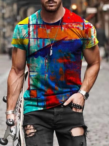 Men's Printed T-Shirt – Short-Sleeve Sports Tee