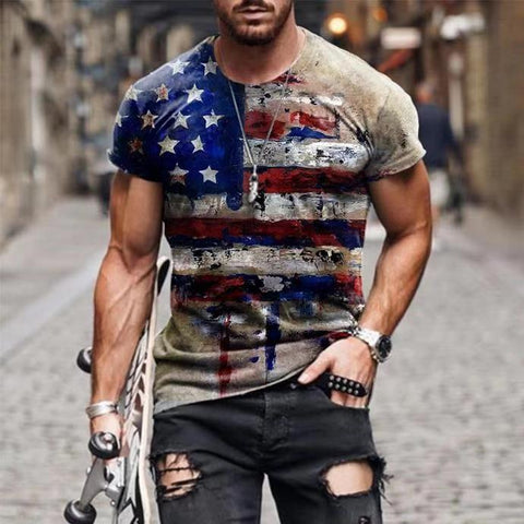 Men's Printed T-Shirt – Short-Sleeve Sports Tee