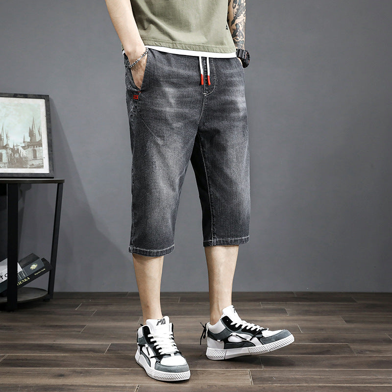 Men's Cropped Denim Shorts – Loose Harem Style