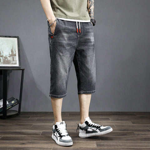Men's Cropped Denim Shorts – Loose Harem Style