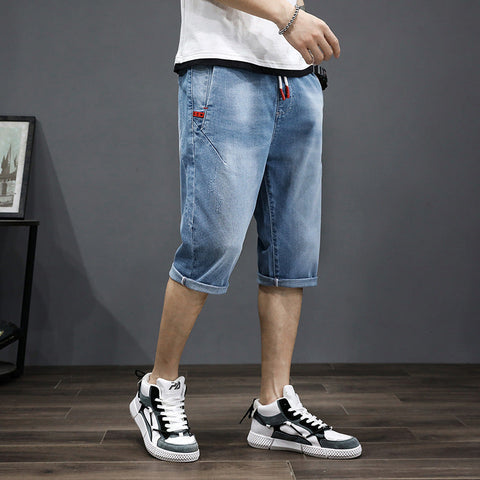 Men's Cropped Denim Shorts – Loose Harem Style
